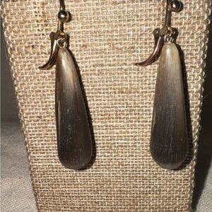 Vintage 1980s Elongated Teardrop Leverback Horn Earrings